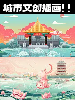 城市插画丨济南国潮文创插画