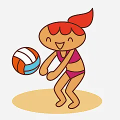 卡通女孩免抠素材_新图网 https://ixintu.com 卡通 可爱 女孩 手绘 排球 沙滩排球 运动