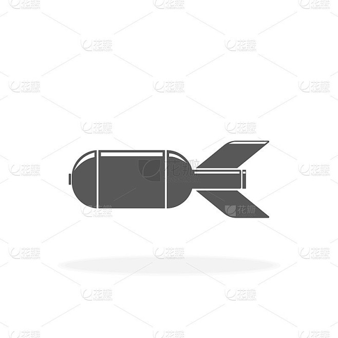 原子弹-矢量插图黑色剪影图标。