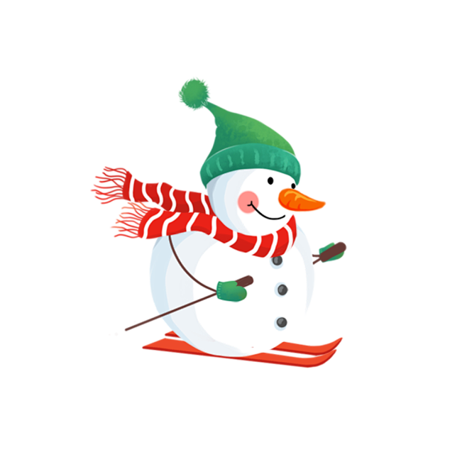 冬天滑雪的雪人滑冰