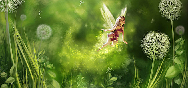 手绘梦幻绿植场景花仙子小精灵海报banner卡通童趣图库png图片网图片