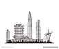 武汉地标建筑湖北武汉城市剪影