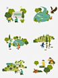 植物游玩动物儿童保护环境类插画