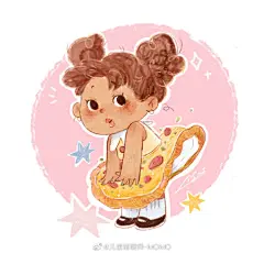 #超能新星汇#momo儿童插画超话#我的手绘世界#
【Pizza 女孩】数码仿彩铅效果
Tool：Ps +手绘板
画着画着就饿… ​​​​