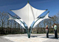 metal frame supported tensile structure SKYLAR FOUNTAIN Fabric Architecture: 