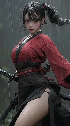 红衣女剑客，不做壁纸可惜了[你...@灵鲲吃动漫的动态