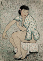 潘玉良-整装的女人-92×65-纸本彩墨-1957