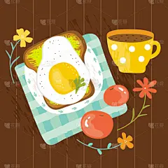 早餐,三明治,健康食物,夏天,桌子,西红柿,矢量,木制,绘画插图,早晨