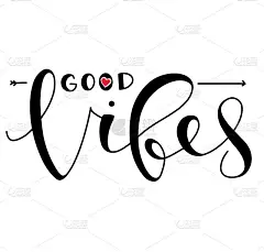Good vibes only - black text with red heart isolat