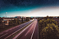 (click to download) Evening Traffic in the City with Star Sky FREE Stock Photo