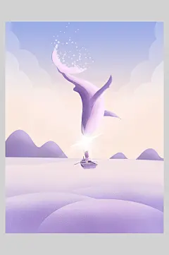 文艺海豚潮流渐变风插画