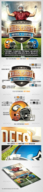 Football Big Game Flyer Template 球场海报广告设计素材模板-淘宝网