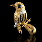 [炯炯有神] 19世纪60年代佩戴古怪动物造型的珠宝饰品是很时髦的，很多重要的珠宝商竞相制作与众不同的产品，卡地亚制作的奇妙小鸟胸针系列精品也位于其中。摘自@ART_OF_JEWELhttp://weibo.com/209393881