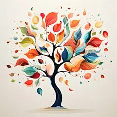 【AI数字艺术】扁平风树插画插画下载