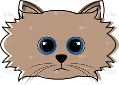 可爱的,猫,草图,头像,分离着色,白色,宠物,纯种犬,肖像,图像