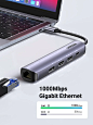 Amazon.com：UGREEN USB C 集线器 4K@60Hz，5 合 1 千兆以太网适配器，带 HDMI，PD 100W 快速充电和 2 个 USB 3.0，Type C 多端口适配器，兼容 MacBook、iPad Pro、戴尔、HP、Surface、Chromebook ： 电子产品