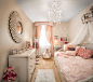 Park Slope Brownstone Renovation - Transitional - Kids - New York - by Vi-Design : Little princess room with custom drapes, wallpaper, wall mounted crown, dress play and desk.