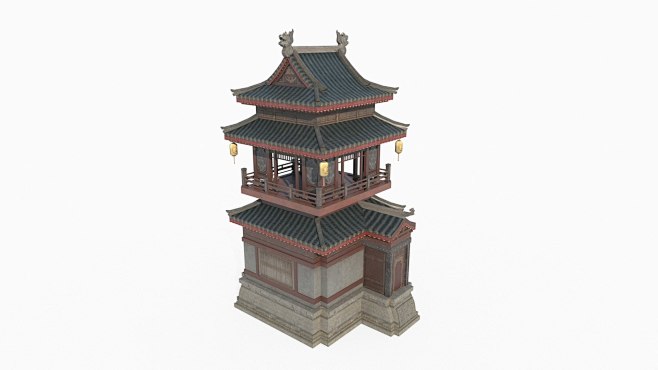 古代亚洲建筑景观塔3D模型 https:...