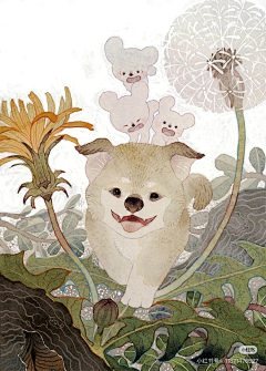 吃西瓜的短腿兔子采集到水彩风绘画作品