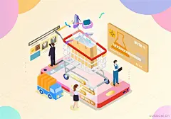 17款手机UI插图画购物banner广告毕业设计作品AI矢量分层素材 - 平面素材下载