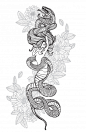 蛇女纹身插画矢量图素材