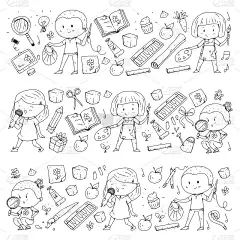 的孩子。学校和幼儿园。创造力和教育。音乐。探索。科学。的想象力。玩和学习。烹饪。唱歌。阅读。不同的爱