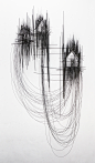 New Architectural Sculptures by David Moreno Appear As Three Dimensional Drawings : Spanish sculptor David Moreno (previously) continues to blur the lines between two and three dimensions with his architectural artworks. Created using hundreds of steel ro