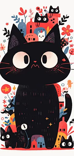 扁平风插画猫咪4