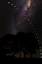 Blood Moon Silhouette : Composite image of the Blood Moon on the 4th of April and the Milky way I photographed on 29/08/2014 at Lake Burrumbeet, near Ballarat