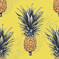 Seamless pattern yellow pineapple fruit abstract background