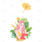 手绘女生元素贴纸