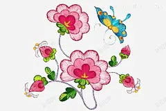 粉红色花朵上的蝴蝶高清素材 手绘 绿叶 花朵 蝴蝶 免抠png 设计图片 免费下载