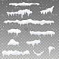 一组冰帽。雪地里,冰柱。雪帽向量收集。冬天的装饰元素。的元素