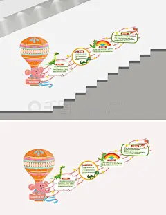 卡通儿童幼儿园扶梯文化墙背景墙拍照道具