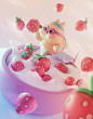 3D animal blender cartoon Character design  children cinema 4d cute Food  game