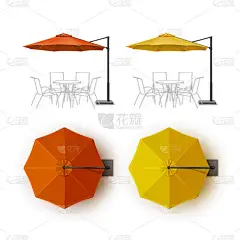 橙色黄色户外咖啡厅休息室雨伞阳伞