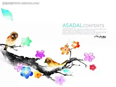 手绘花枝和小鸟PSD分层素材|PSD素材|花朵|卡通梅花|梅花|梅花插画|鸟|手绘花枝|手绘卡通插画|手绘小鸟|小鸟|枝头鸟