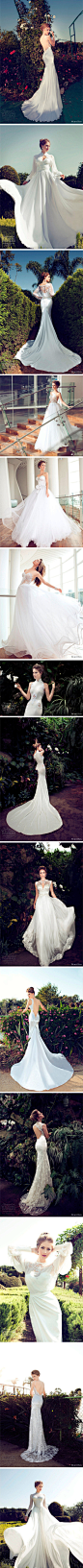来自以色列的婚纱设计师Nurit Hen唯美婚纱系列，唯美薄纱镂空嫁衣。