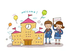 学校教育学位毕业小学生手绘插画