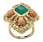 Vintage Jewelry - A Coral, Chrysoprase and Gold Ring, by Van Cleef 