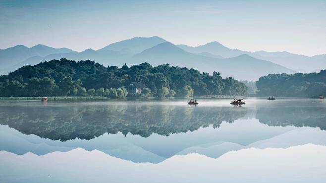 杭州西湖水墨意境般的风景，浙江省，中国