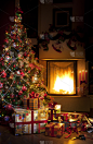圣诞树,礼物,背景,壁炉,垂直画幅,夜晚,无人,圣诞老人,圣诞礼物