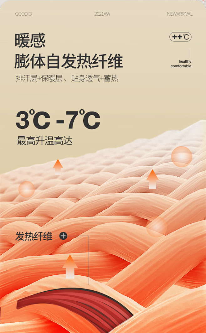 歌帝自发热保暖内衣男士无痕德绒打底衫春秋...