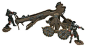 The Lord of the Rings Seige Ballista with 3 Orcs by PlayAlong Toys. $19.95. 2003 - New Line / Play Along Toys - Item #48200. Battle Scale Figures - Uruk-hai Siege Ballista w/ 2 Uruk-hai Soldiers. Lord of the Rings : Armies of Middle-Earth - Weapons & 
