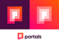 P + Spiral portal logo concept for AR platform modern universe immersive design logotype future futurism trend simple tunnel digital cosmos colors icons app brand mark monogram brand branding light gradient icon logos virtual reality augmented tunnel port