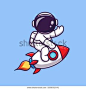 Cute Astronaut Riding Rocket Cartoon Vector Stock Vector (Royalty Free) 1838502541