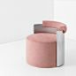 pink suede lounge chair.