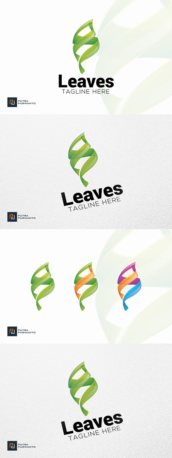 高端时尚多用途的3D立体树叶叶子logo...