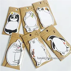 日本进口 异形动物系列 树懒 熊猫 企鹅 猫咪 便签 手帐装饰素材-淘宝网