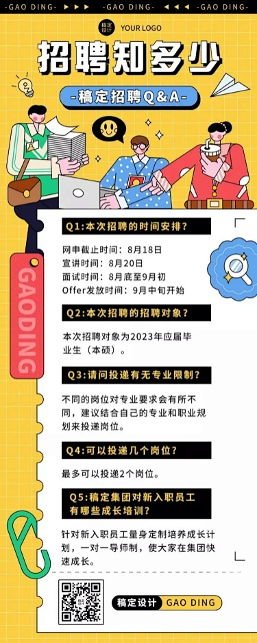 企业招聘问题知识问答Q&A长图海报排版-花瓣网